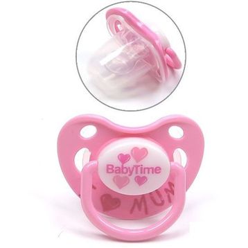 BabyTime 6-18 Ay Damaklı Koruyucu Kapaklı Mat Gövdeli Emzik Pembe