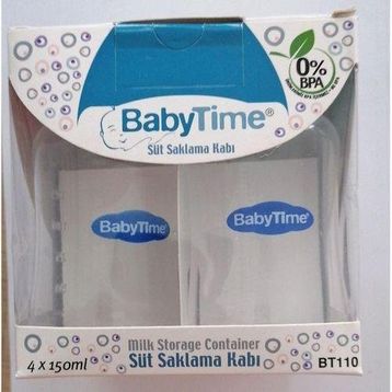 Babytime BT110 4x150 ml Süt Saklama Kabı