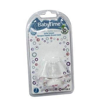 Babytime BT136-3 No:3 18+Ay Şeffaf Gövdeli Desenli Emzik