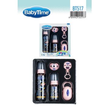 Babytime BT517 5'li Pembe Cam Biberon Seti