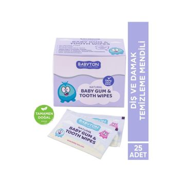 Babyton Natural Baby Gum Tooth Wipes Bebekler İçin 25 Adet Diş ve Damak Temizleme Mendili