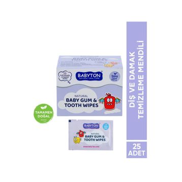 Babyton Natural Baby Gum Tooth Wipes Bebekler İçin 25 Adet Diş ve Damak Temizleme Mendili
