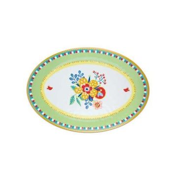Baci Milano Mamma Mia 50x35 cm Çiçek Desenli Oval Servis Tabağı
