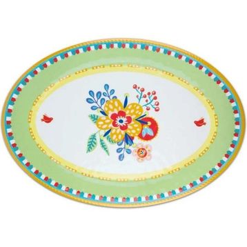 Baci Milano Mamma Mia 50x35 cm Çiçek Desenli Oval Servis Tabağı