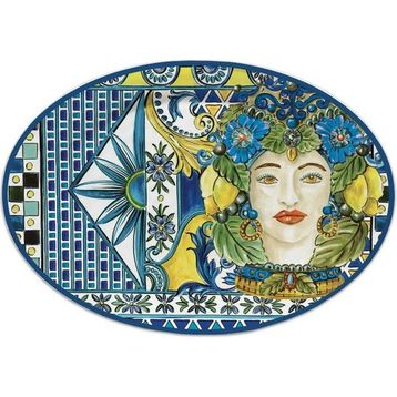 Baci Milano Sicily 35.5x51 CM Mavi Oval Servis Tabağı