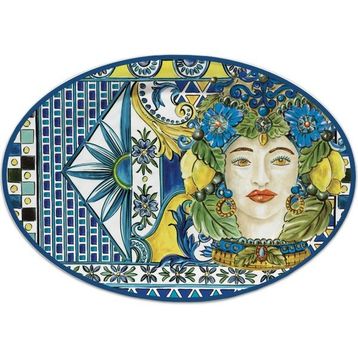 Baci Milano Sicily 35.5x51 CM Mavi Oval Servis Tabağı