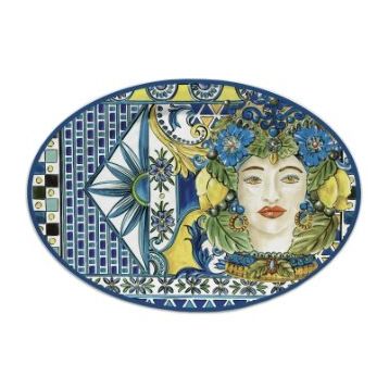 Baci Milano Sicily 35.5x51 CM Mavi Oval Servis Tabağı