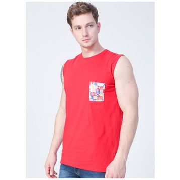 Bad Bear 22.01.23.001 Flag Tank-Top Düz Yaka Normal Kalıp Düz Kırmızı Erkek Atlet