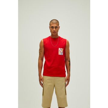 Bad Bear 22.01.23.001 Flag Tank-Top Düz Yaka Normal Kalıp Düz Kırmızı Erkek Atlet
