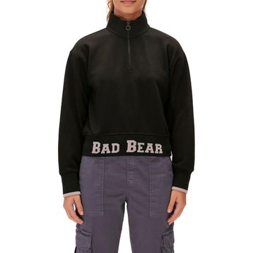 Bad Bear 230412004 Zoe Siyah Half-Zip Sweatshirt Kadın Kazak