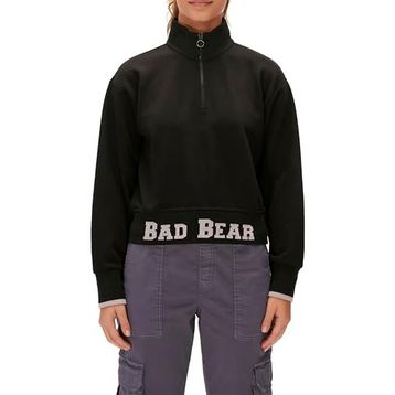Bad Bear 230412004 Zoe Siyah Half-Zip Sweatshirt Kadın Kazak