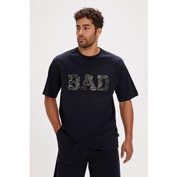Bad Bear Levin Lacivert Baskılı Oversize Erkek T-shirt