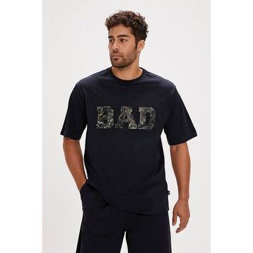 Bad Bear Levin Lacivert Baskılı Oversize Erkek T-shirt
