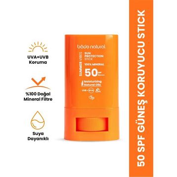Bade Natural Doğal ve Mineral Filtre SPF50 16 gr Stick Güneş Kremi