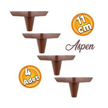 Badem10 11 cm Kahverengi Ahşap Desenli Baza Ayak Aspen Lüks Mobilya Kanepe Sehpa Puf Koltuk Ayağı