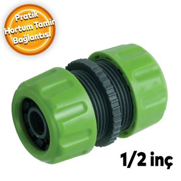 Badem10 1/2'' Lüks Hortum Bağlantı Ekleme Aparatı Eki Bahçe Sulama Patlak Kesik Yırtık Tamir Adaptörü