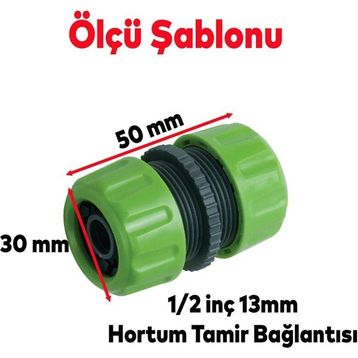 Badem10 1/2'' Lüks Hortum Bağlantı Ekleme Aparatı Eki Bahçe Sulama Patlak Kesik Yırtık Tamir Adaptörü