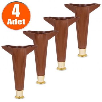 Badem10 22 cm Kahverengi Baza Ayak 4 Adet Mobilya Kanepe Koltuk Sehpa Ünite Ayağı