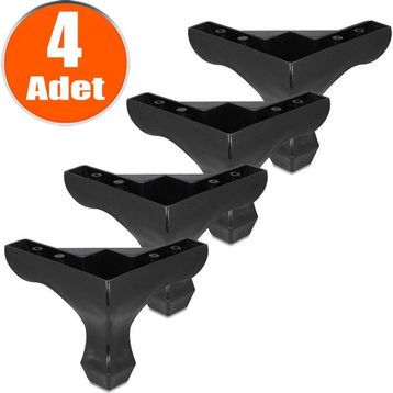 Badem10 22 cm Siyah Baza Ayak 4 Adet Mobilya Kanepe Koltuk Sehpa Ünite Ayağı