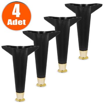 Badem10 22 cm Siyah Baza Ayak 4 Adet Mobilya Kanepe Koltuk Sehpa Ünite Ayağı