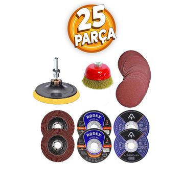 Badem10 25 Parça Spiral Taşlama Cırt Zımpara İnox Metal Kesici Flap Disk