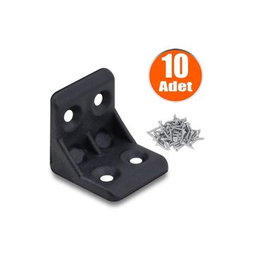 Badem10 25x25x25 mm Siyah 10 Adet Mobilya Dolap Köşe Bağlantı Sabitleme L Gönye