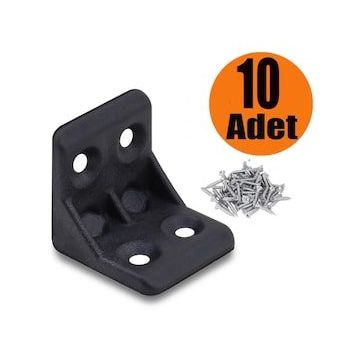 Badem10 25x25x25 mm Siyah 10 Adet Mobilya Dolap Köşe Bağlantı Sabitleme L Gönye