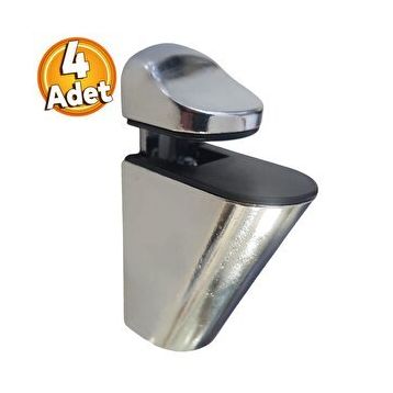 Badem10 4 Adet Pelikan Ayarlanabilir Cam Etejeri Metal Vidalı Krom Etajer Cam Tutucu Ahşap Raf Tutucu