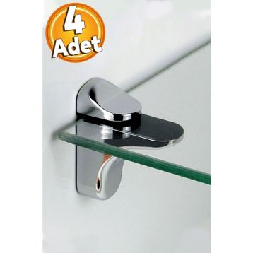Badem10 4 Adet Pelikan Ayarlanabilir Cam Etejeri Metal Vidalı Krom Etajer Cam Tutucu Ahşap Raf Tutucu