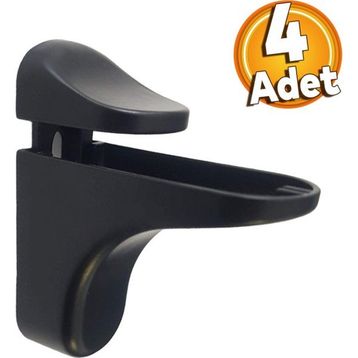 Badem10 4 Adet Pelikan Etajer Ahşap Raf Tutucu Cam Etejeri Metal Vidalı Siyah Cam Tutucu