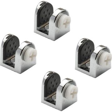 Badem10 4x8 mm Krom Plastik Vidalı Tırnak Metal Cam Raf Tutucu Cam Etejer Menteşesi