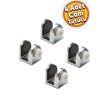 Badem10 4x8 mm Krom Plastik Vidalı Tırnak Metal Cam Raf Tutucu Cam Etejer Menteşesi