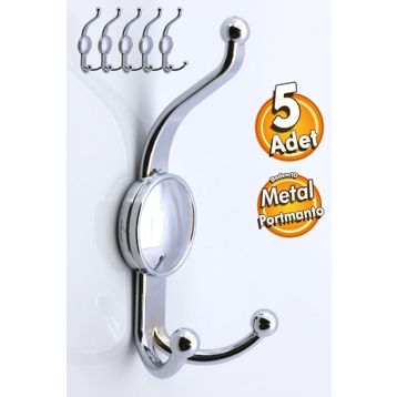 Badem10 5 Adet Krom Metal Boncuk Portmanto Vestiyer Kapı ve Duvar Askısı