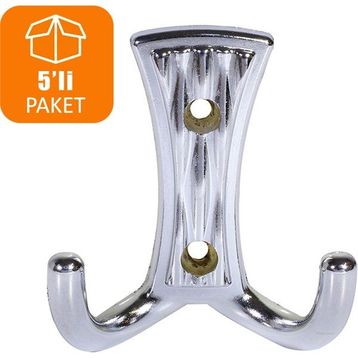 Badem10 5 Adet Noktalı Portmanto Vestiyer Duvar Askısı Krom Metal Dolap Elbise Askılığı