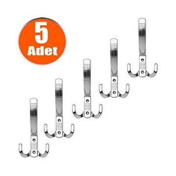 Badem10 5 Adet Noktalı Portmanto Vestiyer Duvar Askısı Krom Metal Dolap Elbise Askılığı