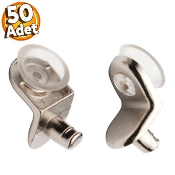 Badem10 50 Adet Raf Pimi L Tip Vantuzlu Cam Ahşap Metal Raf Tutucu Çivisi Mobilya Dolap Pimi