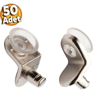 Badem10 50 Adet Raf Pimi L Tip Vantuzlu Cam Ahşap Metal Raf Tutucu Çivisi Mobilya Dolap Pimi