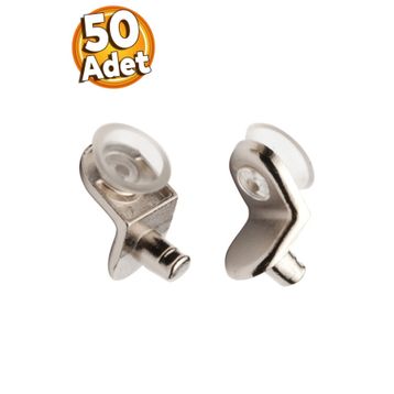Badem10 50 Adet Raf Pimi L Tip Vantuzlu Cam Ahşap Metal Raf Tutucu Çivisi Mobilya Dolap Pimi