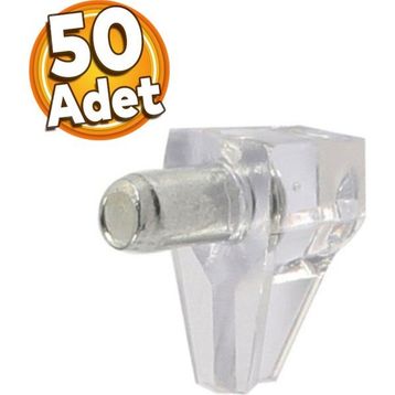 Badem10 50 Adet Raf Pimi Şeffaf Cam Ahşap Metal Raf Tutucu Çivisi Mobilya Dolap Pimi