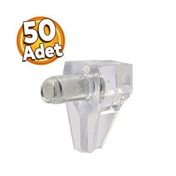 Badem10 50 Adet Raf Pimi Şeffaf Cam Ahşap Metal Raf Tutucu Çivisi Mobilya Dolap Pimi
