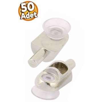 Badem10 50 Adet Raf Pimi Vantuzlu Cam Ahşap Metal Raf Tutucu Çivisi Mobilya Dolap Pimi