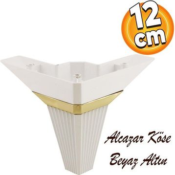 Badem10 Alcazar Köşe Lüks 12 cm Beyaz Altın Baza Mobilya Kanepe Sehpa Tv Ünitesi Koltuk Ayağı