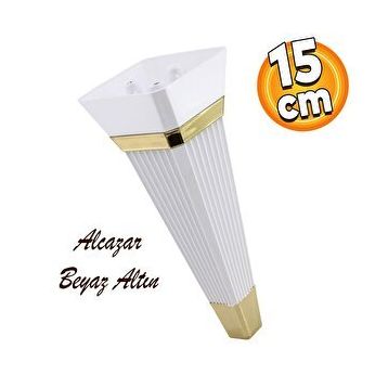 Badem10 Alcazar Lüks 15 cm Beyaz Altın Baza Mobilya Kanepe Sehpa Tv Ünitesi Koltuk Ayağı