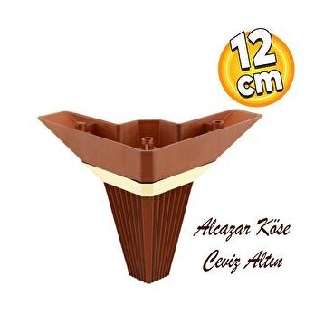 Badem10 Alcazar Lüks Köşe 12 cm Ceviz Altın Baza Mobilya Kanepe Sehpa Tv Ünitesi Koltuk Ayağı