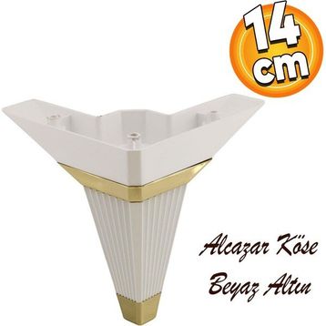 Badem10 Alcazar Lüks Köşe 14 cm Beyaz Altın Baza Mobilya Kanepe Sehpa Tv Ünitesi Koltuk Ayağı