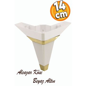 Badem10 Alcazar Lüks Köşe 14 cm Beyaz Altın Baza Mobilya Kanepe Sehpa Tv Ünitesi Koltuk Ayağı
