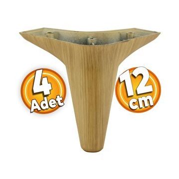 Badem10 Aspen 12 cm Açık Kahverengi Baza 4 Adet Mobilya Kanepe Sehpa TV Ünitesi Koltuk Ayağı