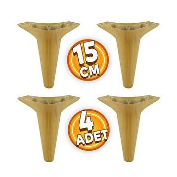 Badem10 Aspen 15 cm Açık Kahverengi Baza Ayak 4 Adet Lüks Mobilya Kanepe Sehpa TV Ünitesi Koltuk Ayağı