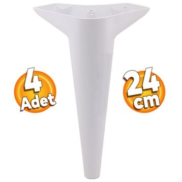 Badem10 Aspen 4 Adet Lüks Mobilya Kanepe Sehpa Tv Ünitesi Koltuk Ayağı 24 cm Beyaz Baza Ayak