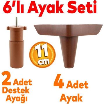 Badem10 Aspen 6'lı 11 cm Kahverengi Set Mobilya TV Ünitesi Çekyat Koltuk Kanepe Destek Ayağı